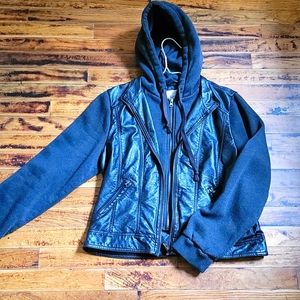 Faux Leather Hoodie